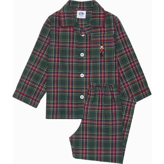 Nutcracker Tartan Print Button-Down Pocket Pajama, Green - Pajamas - 1
