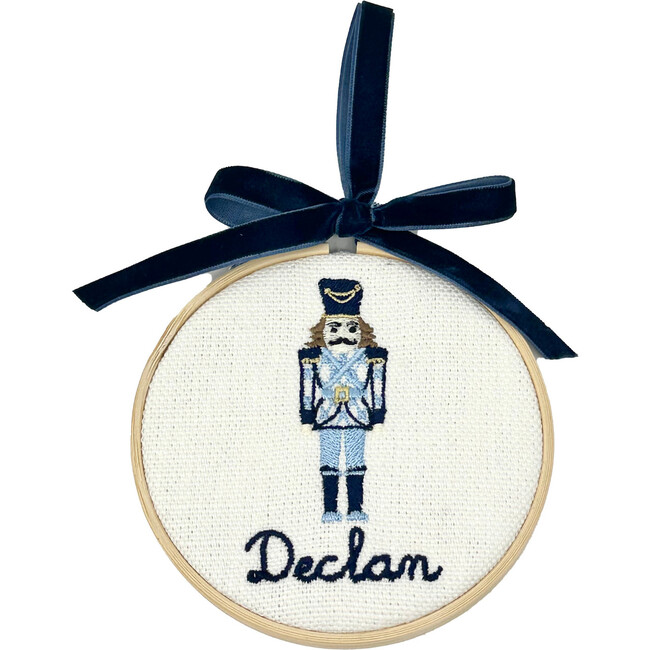 Custom Embroidered Linen Ornament, Nutcracker - Ornaments - 1