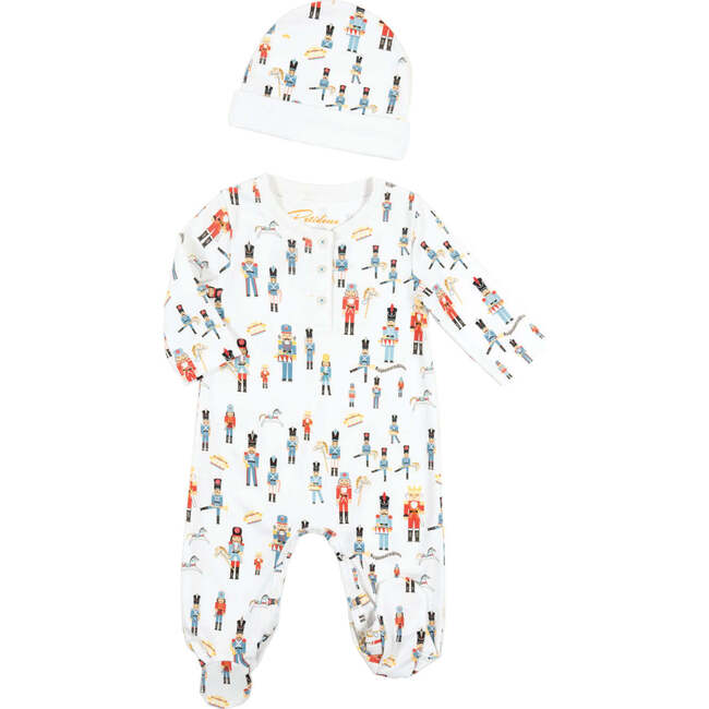 Nutcracker & Little Toy Soldiers Baby Onesie + Hat, Blue - Pajamas - 1