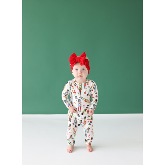 Nutcracker Long Sleeve Ruffled Basic Romper, White - Rompers - 3