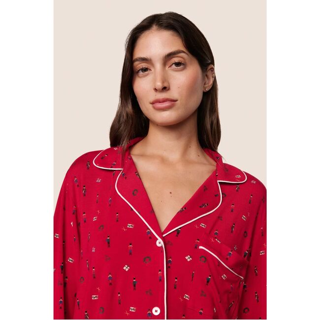 Gisele Printed TENCEL Modal Long PJ Set, NUTCRACKER HOLLY RED/IVORY - Pajamas - 2