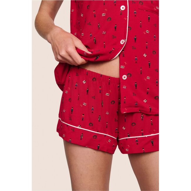 Gisele Printed TENCEL Modal Shortie PJ Set, NUTCRACKER HOLLY RED/IVORY - Pajamas - 2
