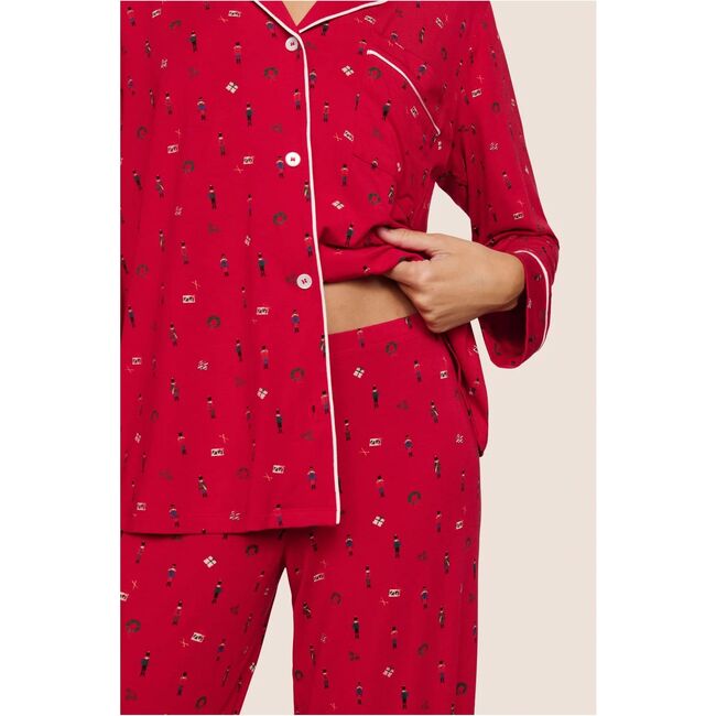 Gisele Printed TENCEL Modal Long PJ Set, NUTCRACKER HOLLY RED/IVORY - Pajamas - 3
