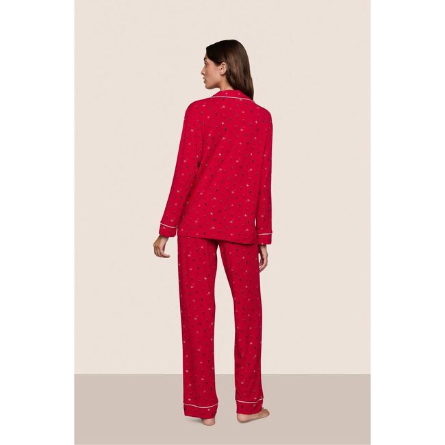 Gisele Printed TENCEL Modal Long PJ Set, NUTCRACKER HOLLY RED/IVORY - Pajamas - 4