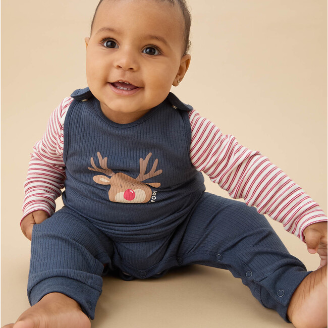 Ribbed Reindeer Overalls Navy & Reindeer - Overalls - 2