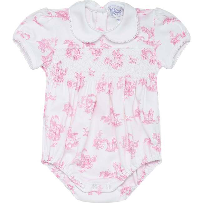 Pink Toile Smocked Bubble