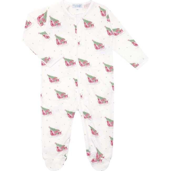 Red Merry Sleighs Zipper Footie