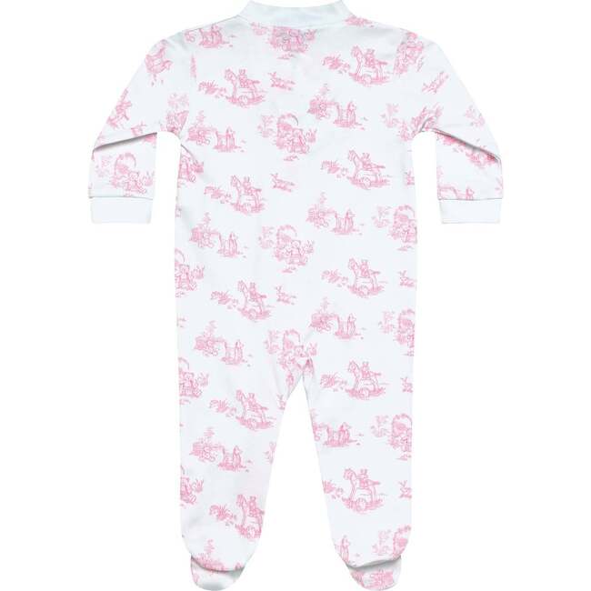 Pink Toile Zipper Footie - Footie Pajamas - 3