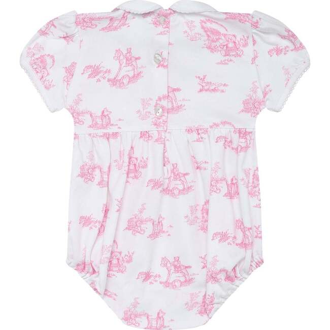 Pink Toile Smocked Bubble - Onesies - 2