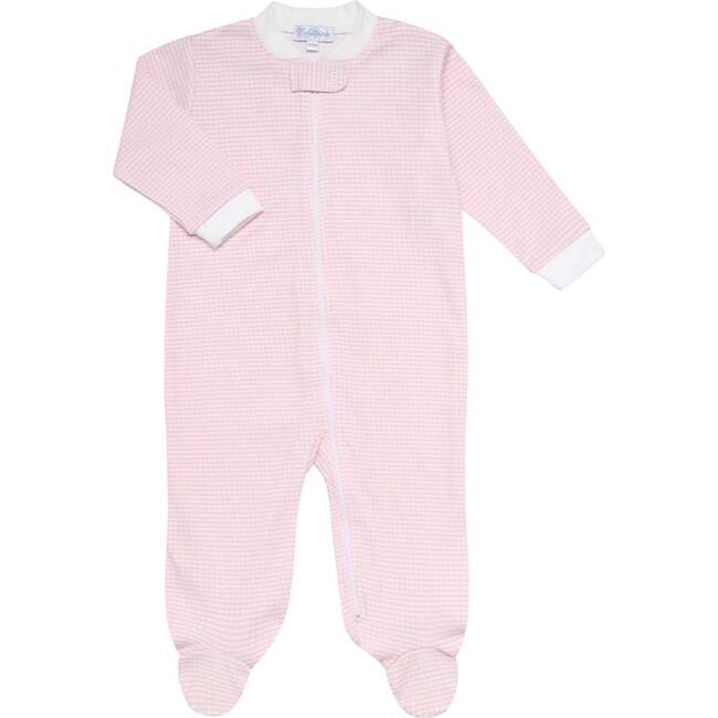 Pink Gingham Zipper Footie
