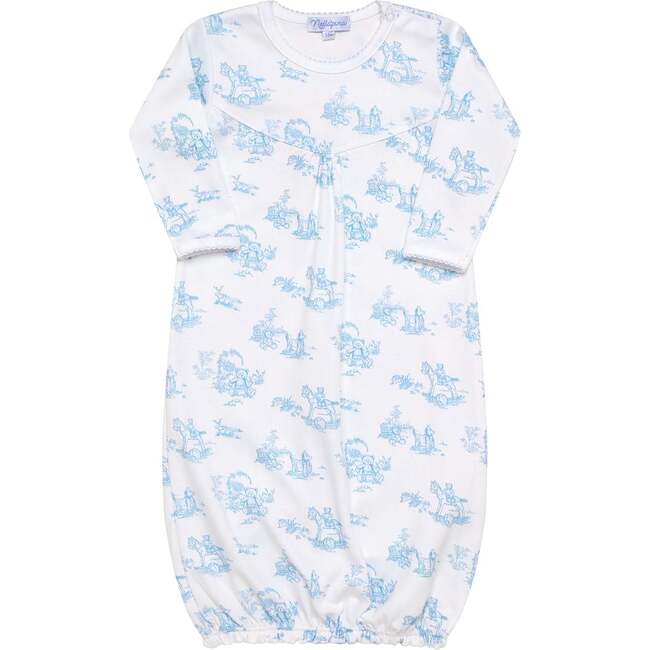 Blue Toile Baby Gown