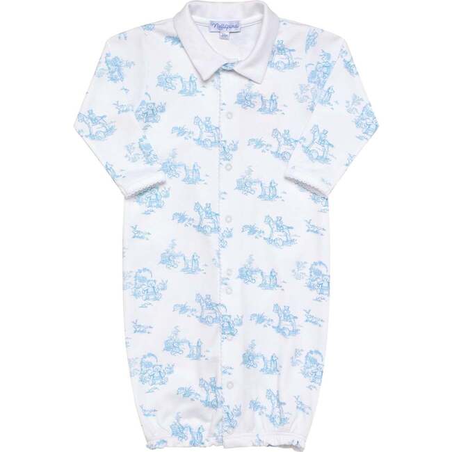 Blue Toile Baby Converter Gown - Nightgowns - 3
