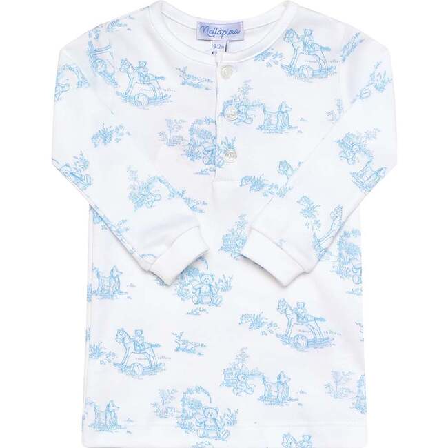 Blue Toile Baby Pajamas - Pajamas - 2