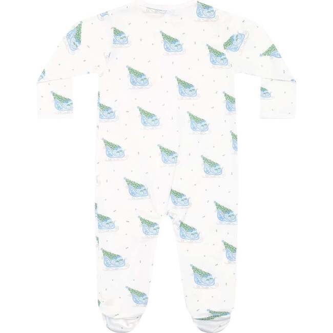 Blue Merry Sleighs Zipper Footie - Footie Pajamas - 2