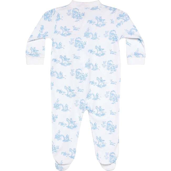 Blue Toile Zipper Footie - Footie Pajamas - 3