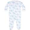 Blue Toile Zipper Footie - Footie Pajamas - 3