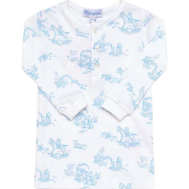 Blue Toile Baby Pajamas - Pajamas - 4
