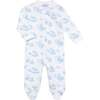 Blue Toile Zipper Footie - Footie Pajamas - 4