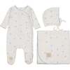 Scattered Blossoms Layette Set Ivory & Blue - Mixed Apparel Set - 1 - thumbnail