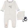 Heirloom Berry Footie & Hat Set Ivory & Blue - Mixed Apparel Set - 1 - thumbnail