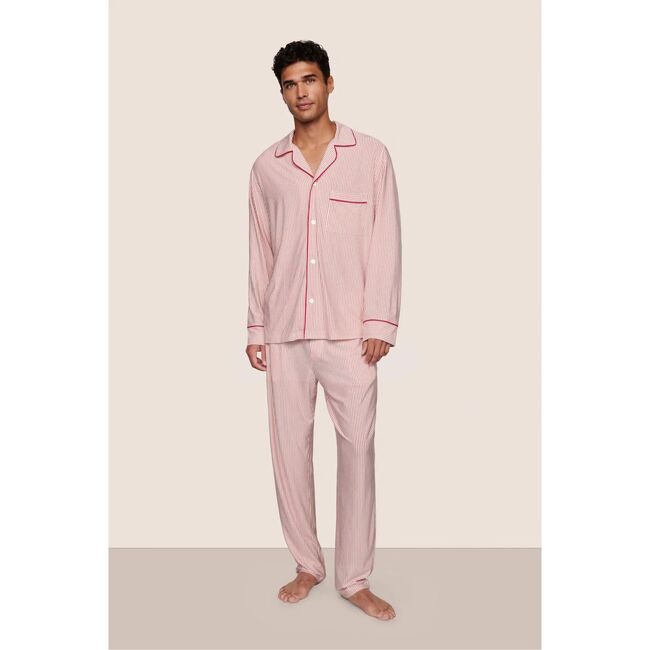 William Printed TENCEL Modal PJ Set, DUO STRIPE HOLLYRED/HOLLYRED