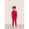 Kids TENCEL Modal Unisex Long PJ Set, HOLLY RED/IVORY - Pajamas - 1 - thumbnail