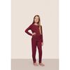 Kids TENCEL Modal Unisex Long PJ Set, BORDEAUX/IVORY - Pajamas - 1 - thumbnail