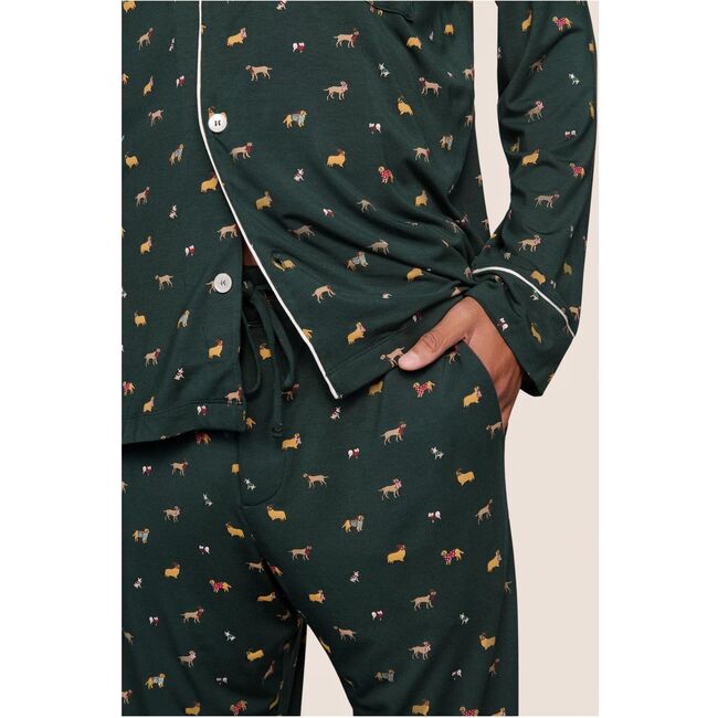 William Printed Long PJ Set, HOLIDAY DOGS PINE/IVORY - Pajamas - 3