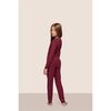 Kids TENCEL Modal Unisex Long PJ Set, BORDEAUX/IVORY - Pajamas - 2
