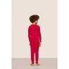 Kids TENCEL Modal Unisex Long PJ Set, HOLLY RED/IVORY - Pajamas - 3