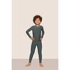 Kids Printed TENCEL Modal Unisex Long PJ Set, DUO STRIPES PINE/IVORY - Pajamas - 1 - thumbnail