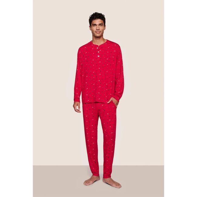 Henry Printed TENCEL Modal Long PJ Set, NUTCRACKER HOLLY RED