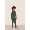 Kids Printed TENCEL Modal Unisex Long PJ Set, DUO STRIPES PINE/IVORY - Pajamas - 3