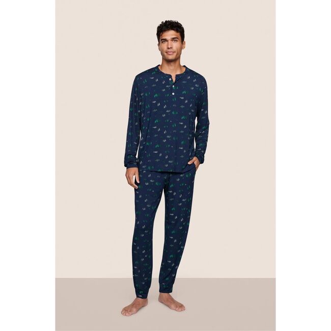 Henry Printed TENCEL Modal Long PJ Set, FOREST PINE NAVY