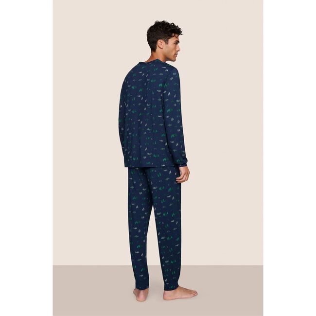 Henry Printed TENCEL Modal Long PJ Set, FOREST PINE NAVY - Pajamas - 2