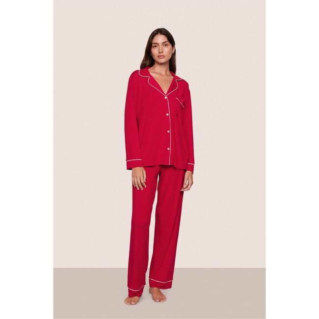 Gisele TENCEL Modal Long PJ Set, HOLLY RED/IVORY