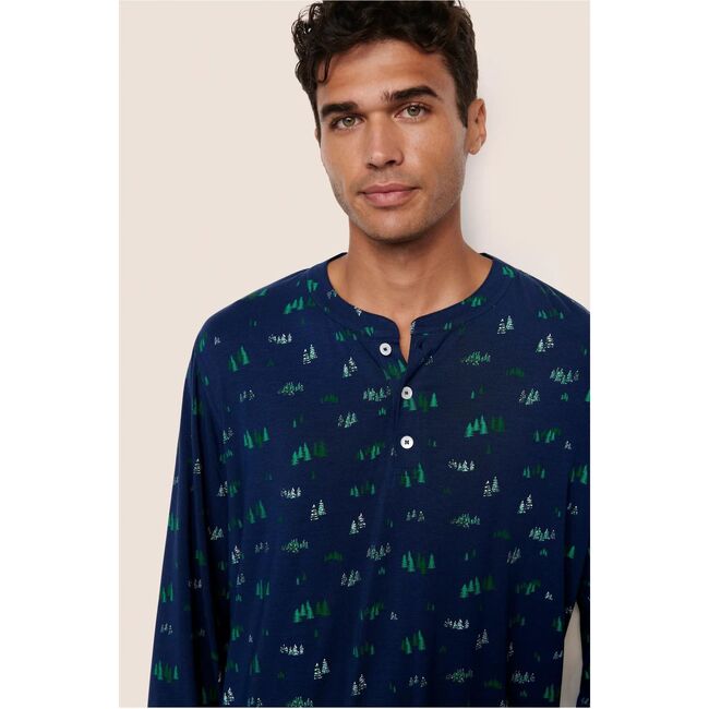 Henry Printed TENCEL Modal Long PJ Set, FOREST PINE NAVY - Pajamas - 3