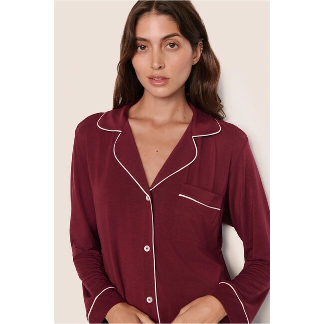 Gisele TENCEL Modal Long PJ Set, BORDEAUX/IVORY - Pajamas - 2