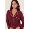 Gisele TENCEL Modal Long PJ Set, BORDEAUX/IVORY - Pajamas - 2
