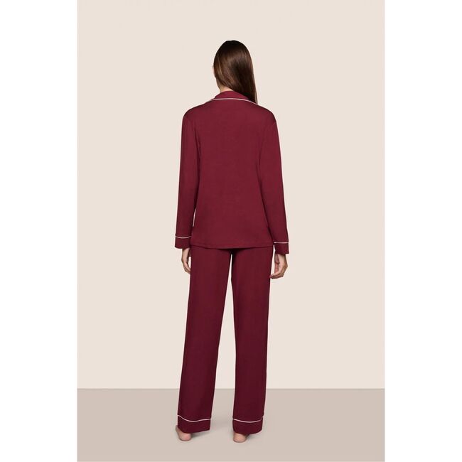 Gisele TENCEL Modal Long PJ Set, BORDEAUX/IVORY - Pajamas - 3
