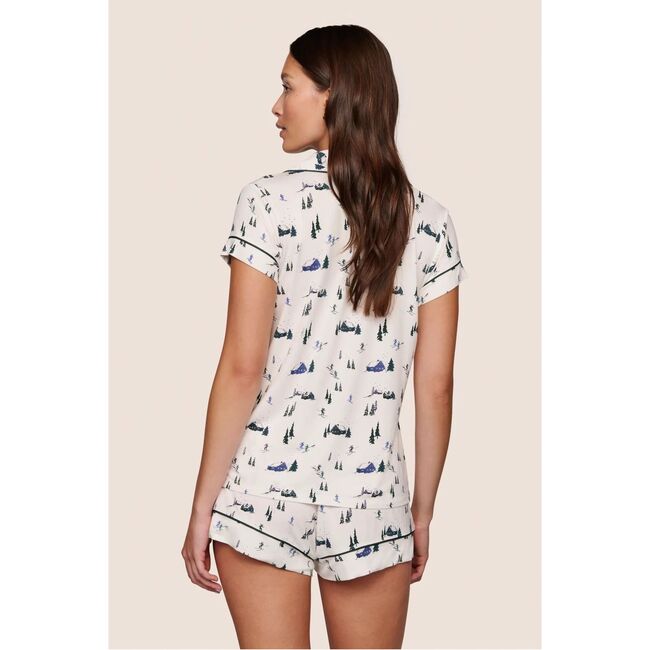 Gisele Printed TENCEL Modal Shortie PJ Set, SKI CHALET IVORY/PINE - Pajamas - 2
