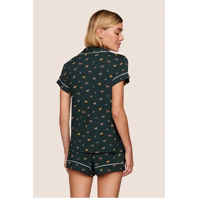Gisele Printed TENCEL Modal Shortie PJ Set, HOLIDAY DOGS PINE/IVORY - Pajamas - 2