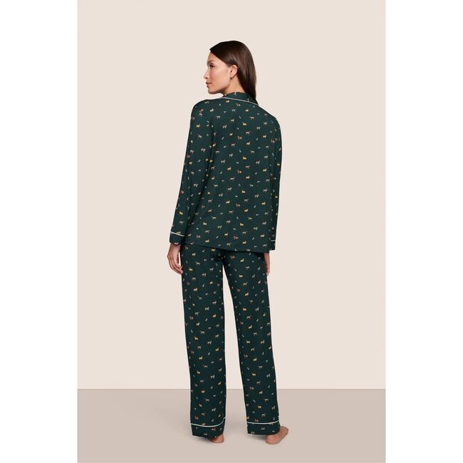 Gisele Printed TENCEL Modal Long PJ Set, HOLIDAY DOGS PINE/IVORY - Pajamas - 3