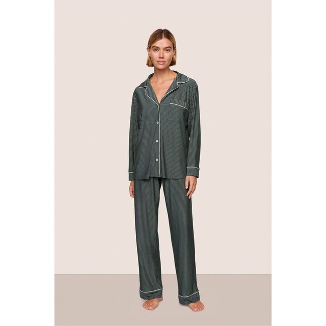 Gisele Printed TENCEL Modal Long PJ Set, DUO STRIPE PINE/IVORY