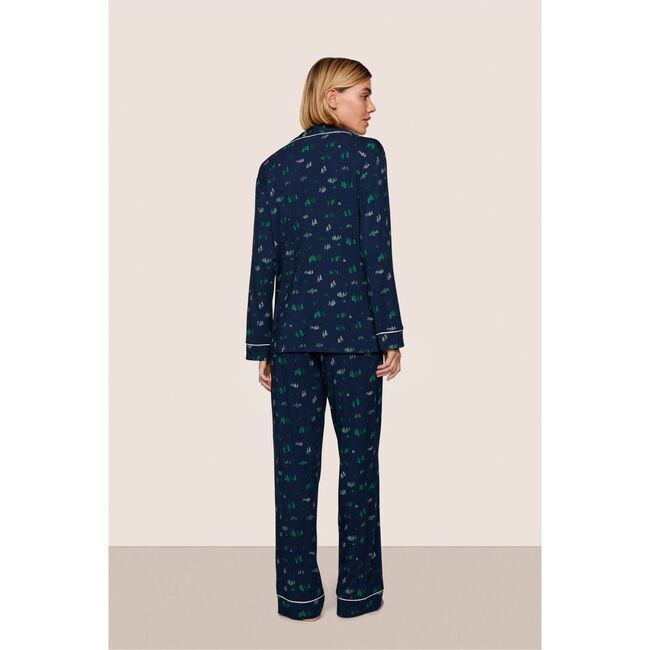 Gisele Printed TENCEL Modal Long PJ Set, FOREST PINE NAVY/IVORY - Pajamas - 2