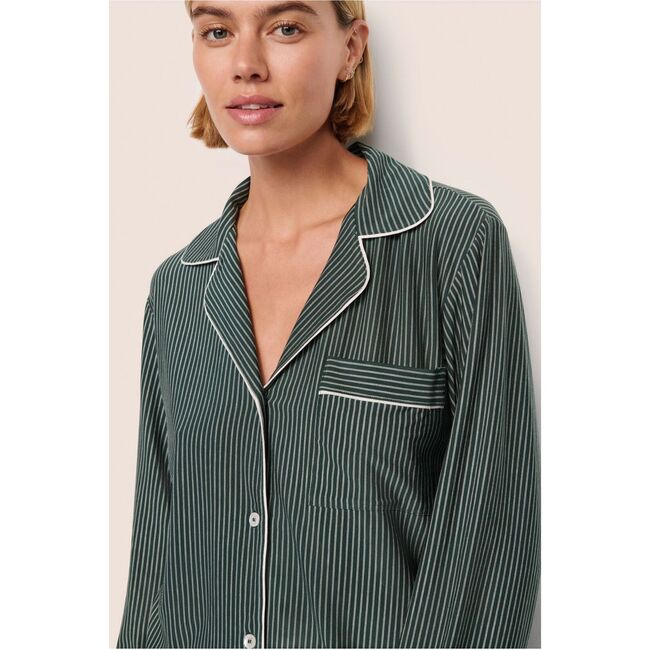 Gisele Printed TENCEL Modal Long PJ Set, DUO STRIPE PINE/IVORY - Pajamas - 3