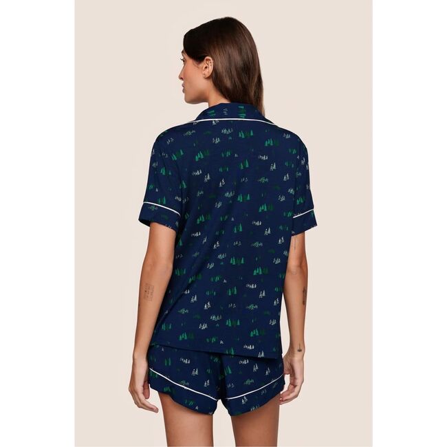 Gisele Printed Relaxed Short PJ Set, FOREST PINE NAVY/IVORY - Pajamas - 3