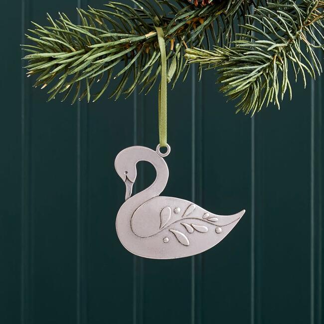 Swan Ornament, Pewter