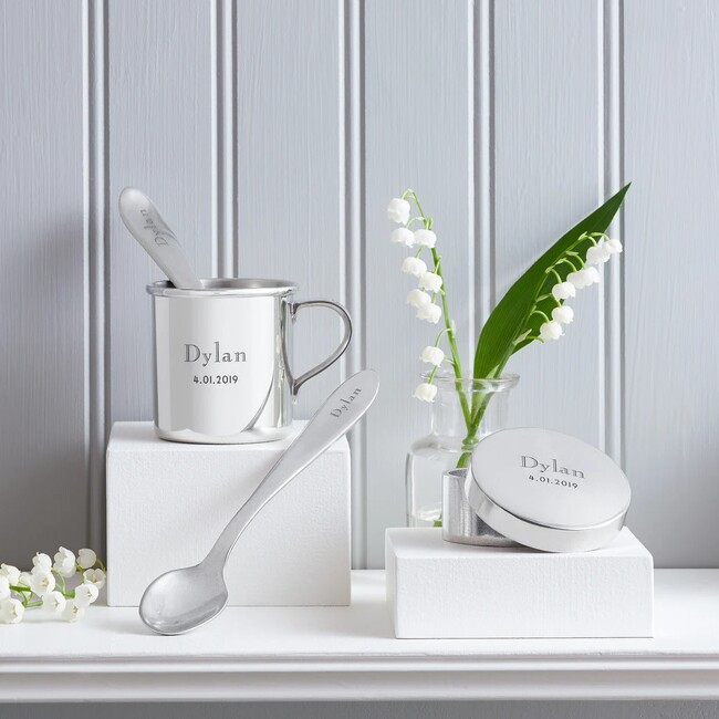 Personalized Heirloom Baby Cup, Classic Modern Engraving