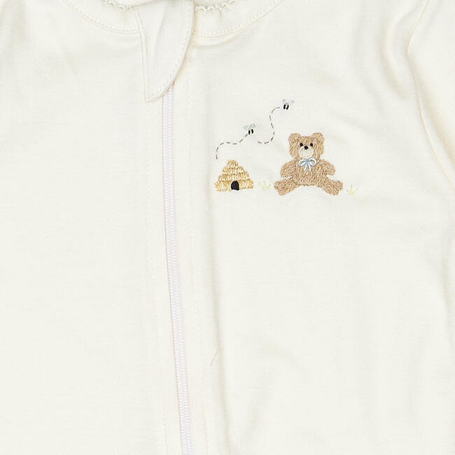 Zip Footless Sleeper, Honey Bear Pearl - Rompers - 2